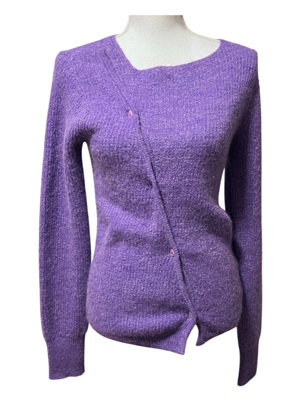 Jacquemus La Maille Pau Asymmetric Cardigan in purple - EU size 40/US size 8
